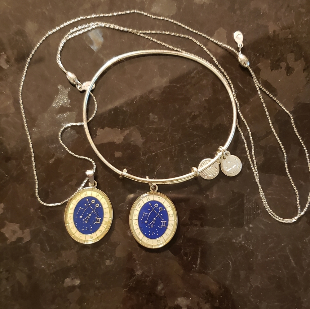 Alex and Ani Zodiac Necklace and Bracelet (Gemini).